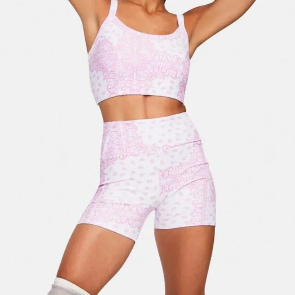 Year of Ours Bandana Bike Shorts Pink Paisley​ - Picture 7 of 8